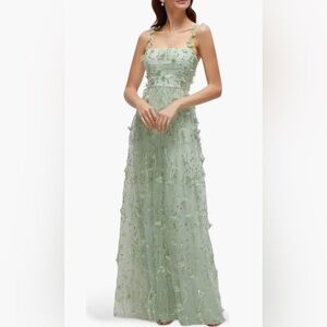 Dessy Sage Floral Embroidered gown